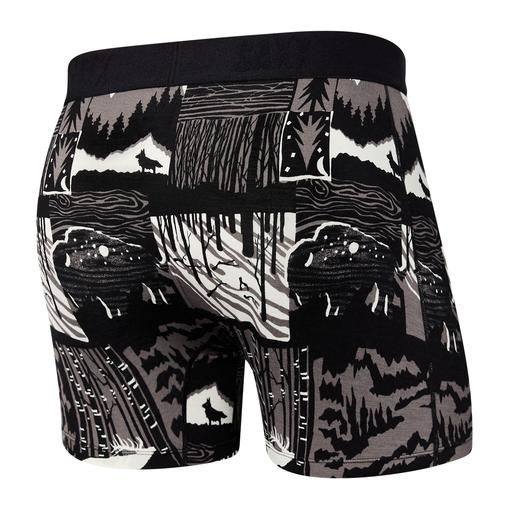 Back of Vibe Super Soft Boxer Brief in Winter Shadows- Black