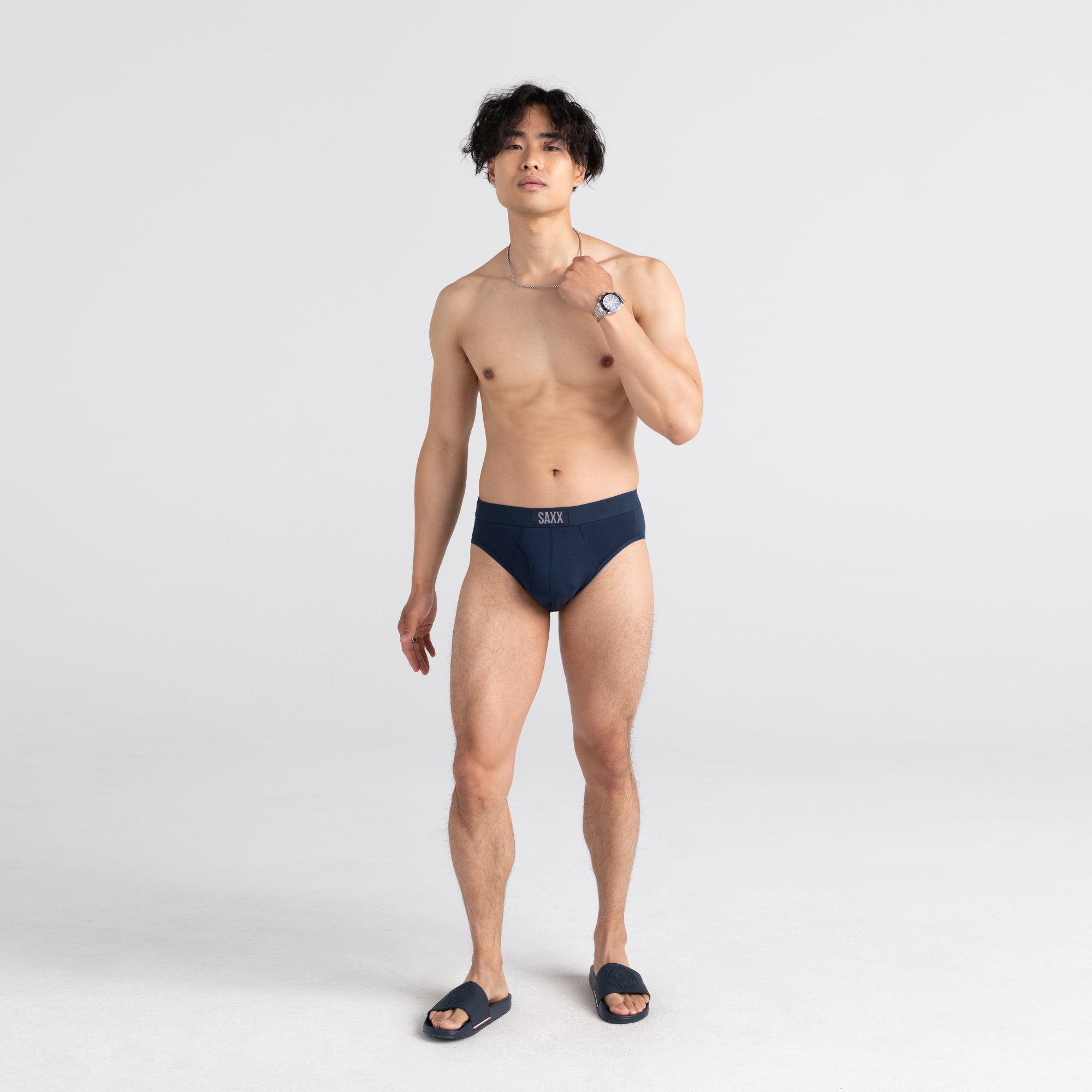 Front - Model wearing Ultra Brief Fly in Navy Heather