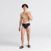Front - Model wearing Ultra Brief Fly 2 Pack in Black/Navy