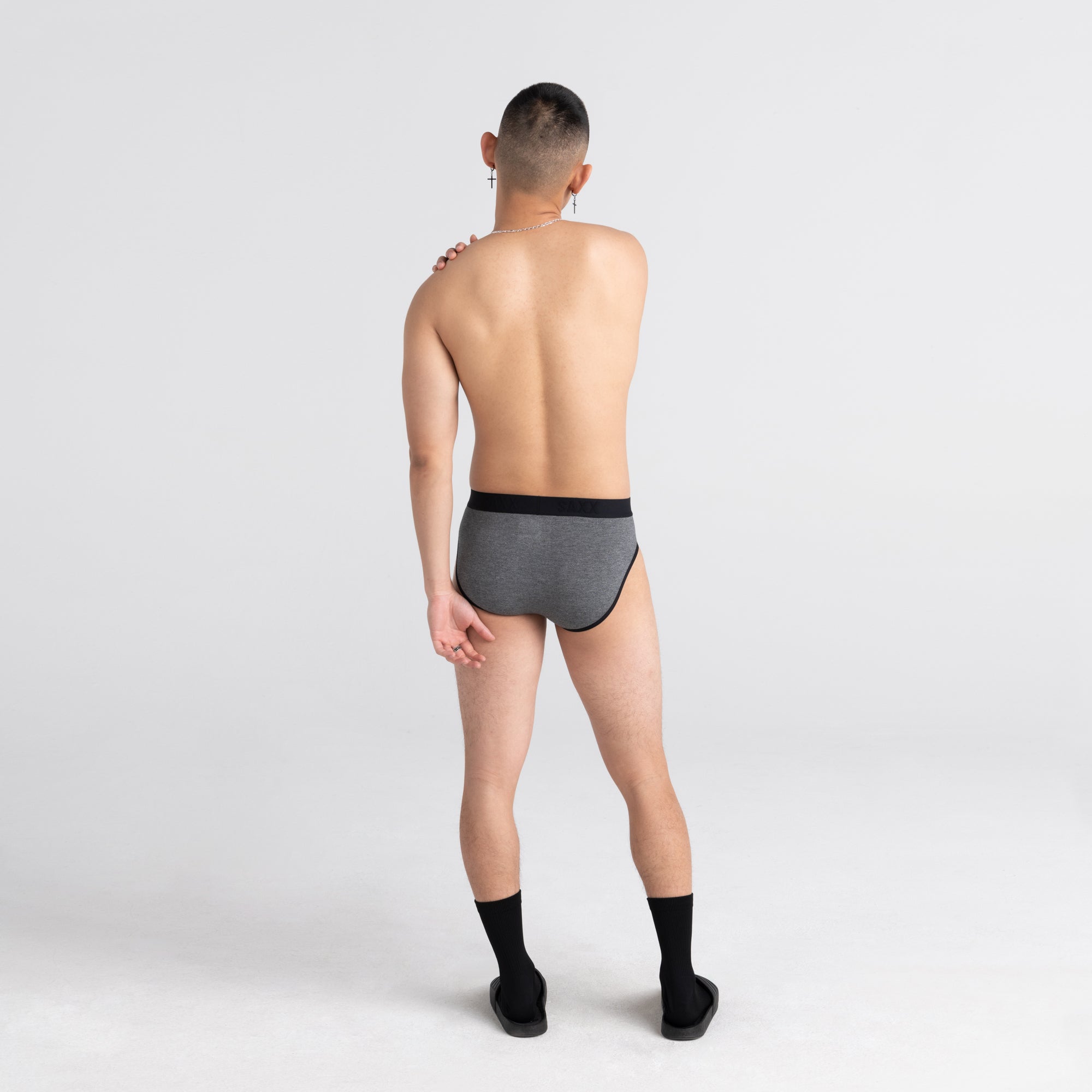 Back - Model wearing Ultra Brief Fly 3Pack in Classic Ultra 18
