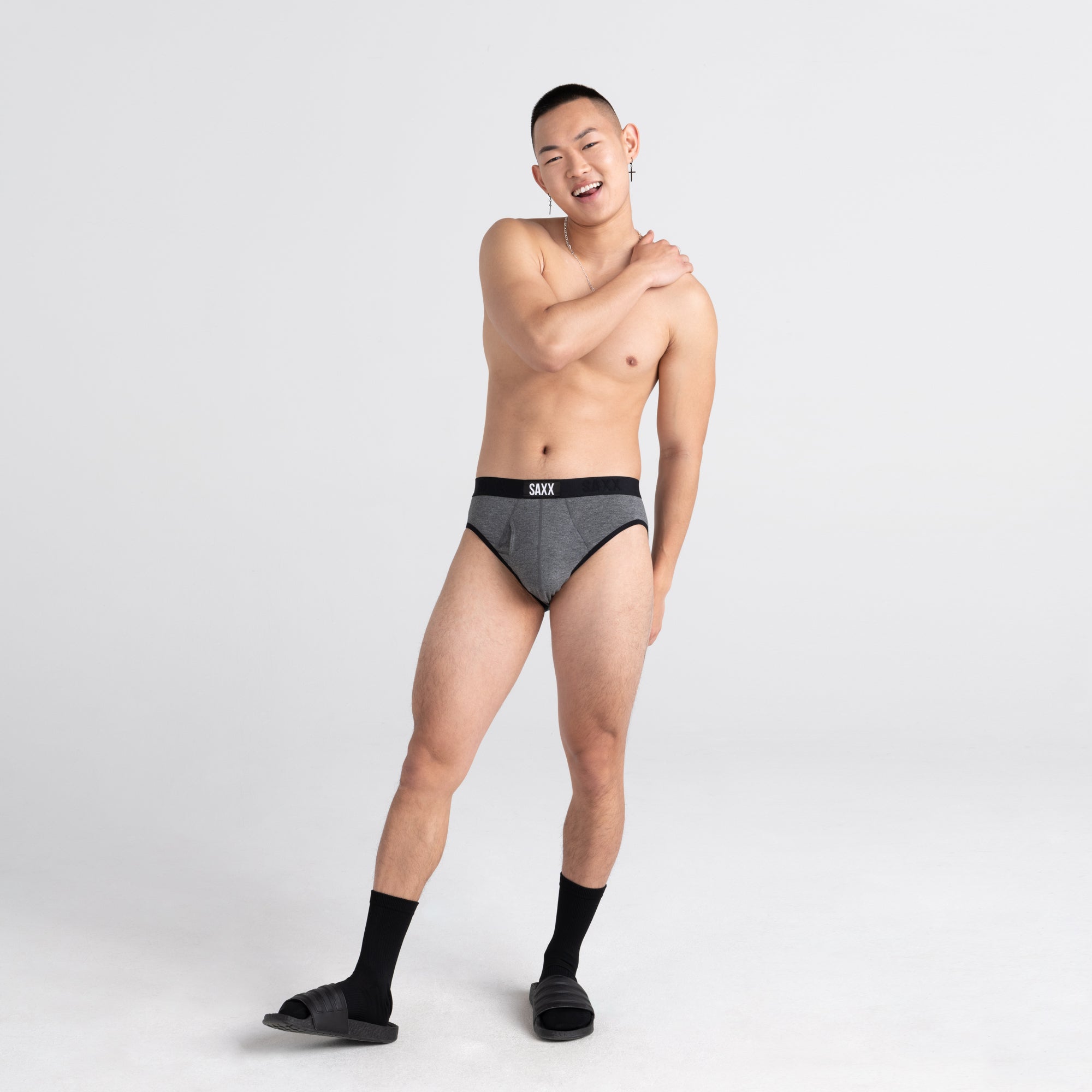 Front - Model wearing Ultra Brief Fly 3Pack in Classic Ultra 18