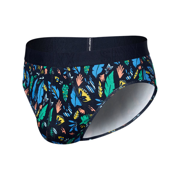 Front of DropTemp Cooling Cotton Brief in Pop Flora- Blue
