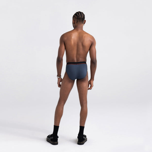 Back - Model wearing  Non-Stop Stretch Cotton 2-Pack Brief in Deep Navy/Black