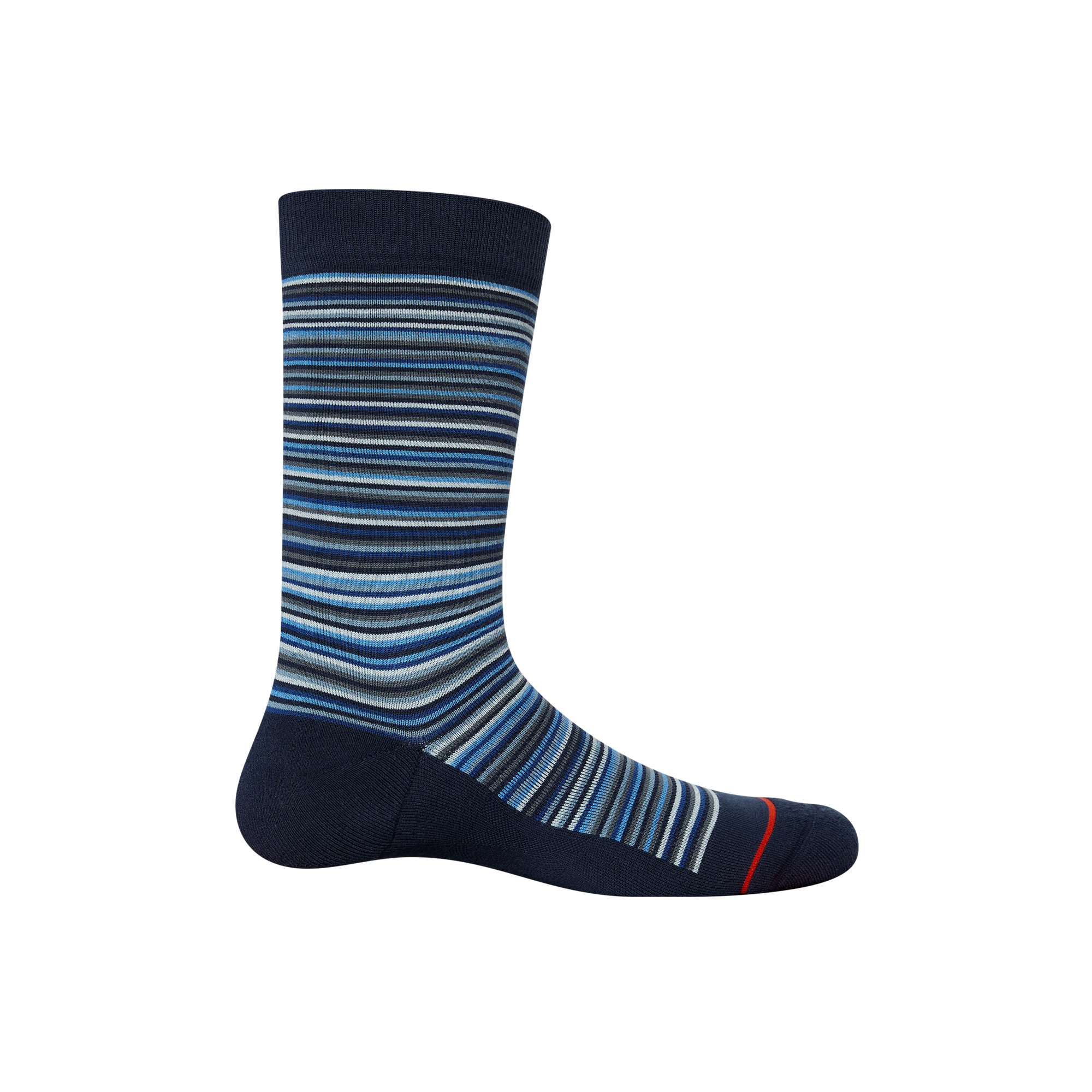 Back of Whole Package Crew Sock in Vibrant Stripe- Navy