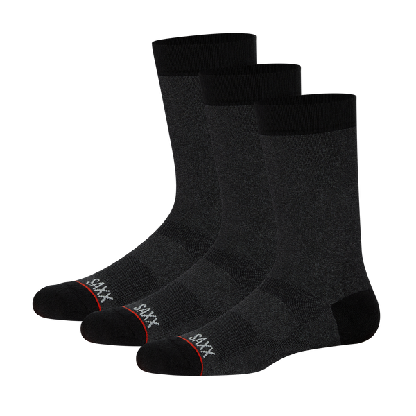 Back of Whole Package Crew Sock in Black Heather