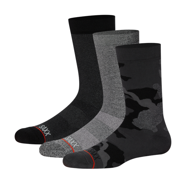 Front of Whole Package Crew Sock in Black/Graphite/Super Camo