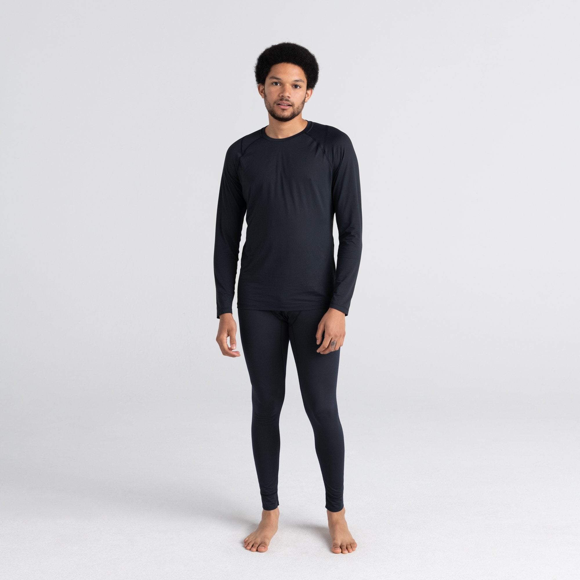 Front - Model wearing Quest Baselayer Tight Fly in Black