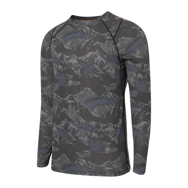 Front of Quest Baselayer Long Sleeve Crew in Navy Mountainscape