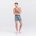 Front - Model wearing Daytripper Loose Boxer Fly in Shark Tank Camo- Navy