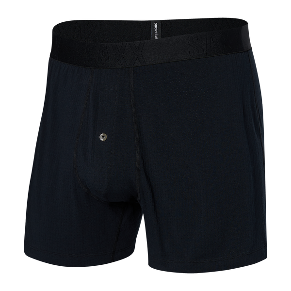 Front of Droptemp Cooling Sleep Loose Boxer Fly in Black