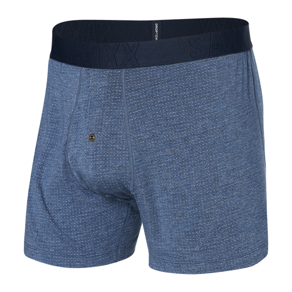 Front of Droptemp Cooling Sleep Loose Boxer Fly in Dark Denim Heather