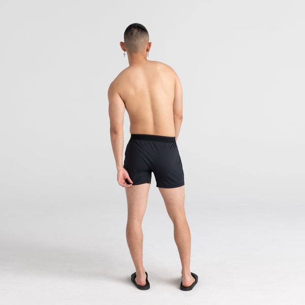 Back - Model wearing Quest Loose Boxer Fly in Black