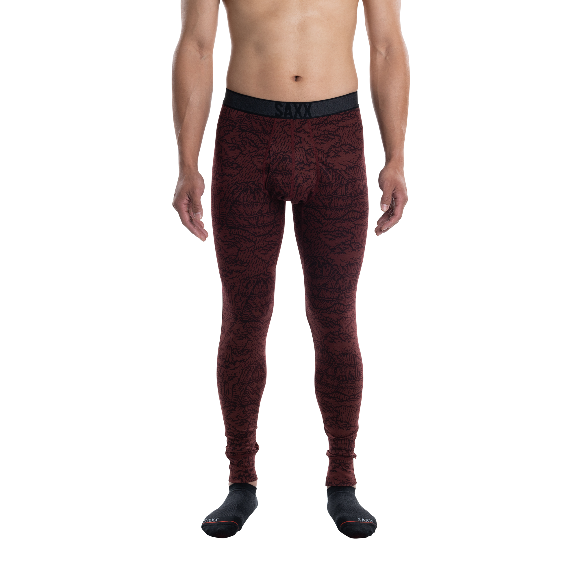 Front - Model wearing Roast Master Mid-Weight Baselayer Tight Fly in Cuyamungue- Dark Brick