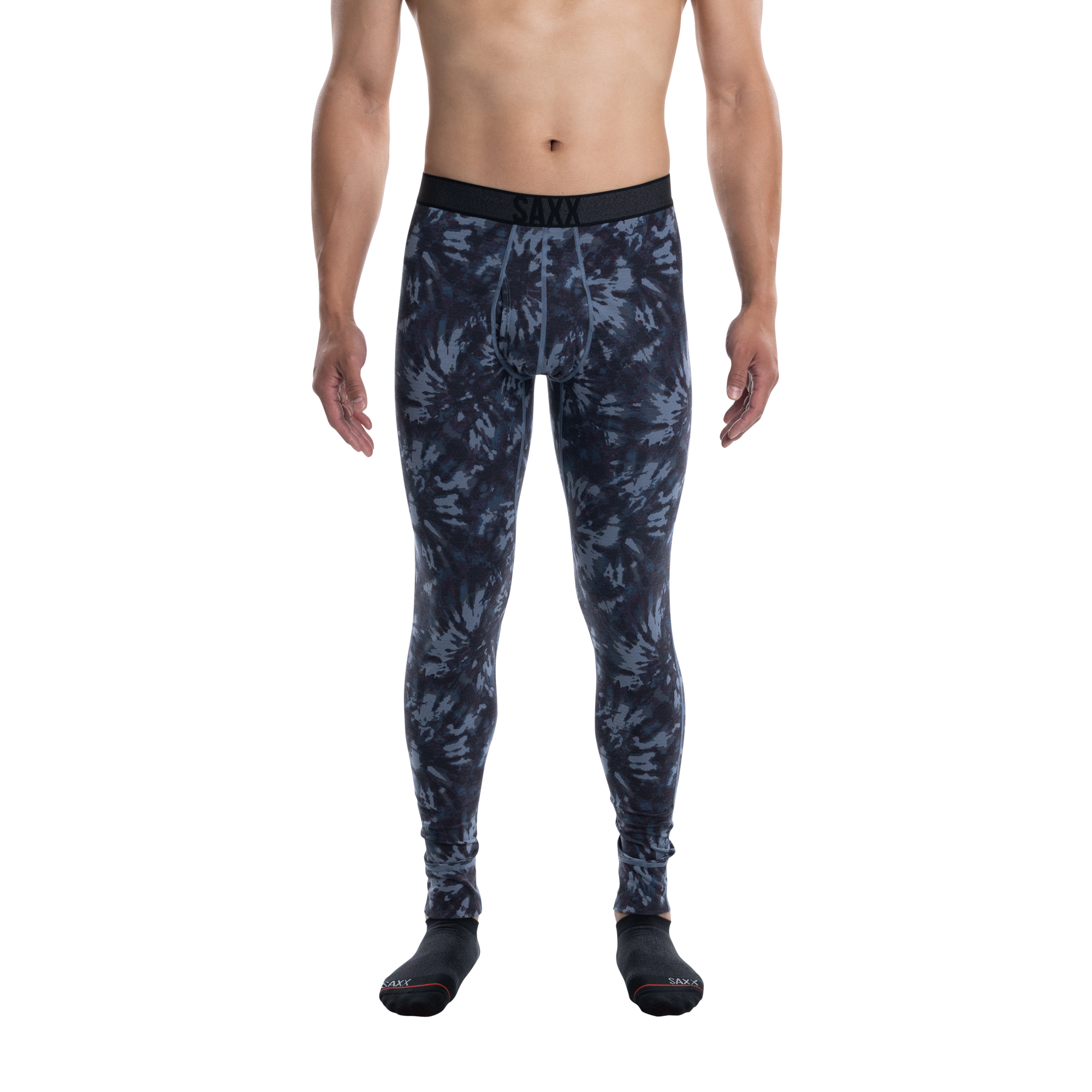 Front - Model wearing Roast Master Mid-Weight Baselayer Tight Fly in Snowburst Tie Dye- Grey