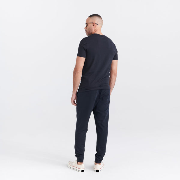 Back - Model wearing Droptemp Cooling Cotton Crew in Black
