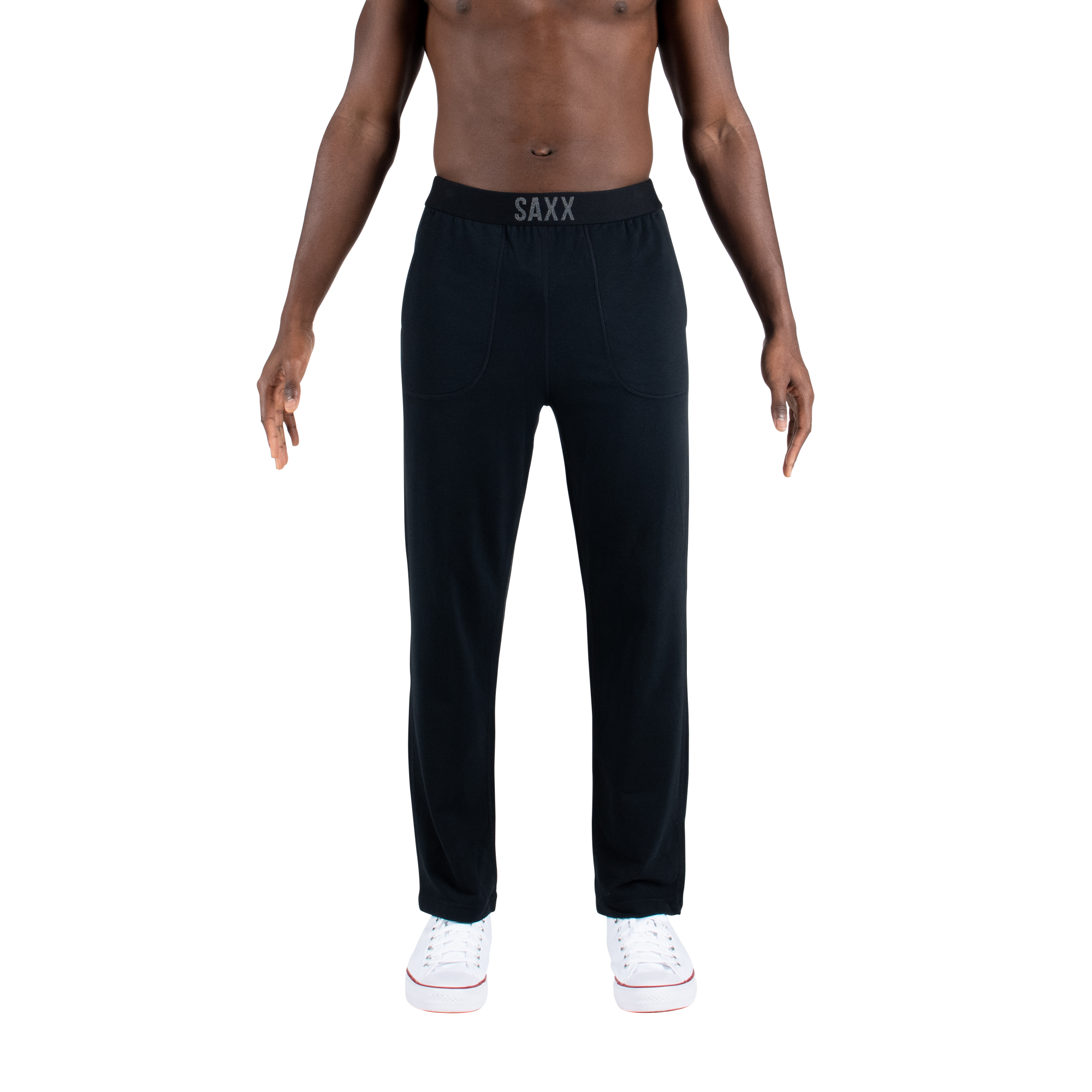 Front - Model wearing 3Six Five Pant Lounge in Black