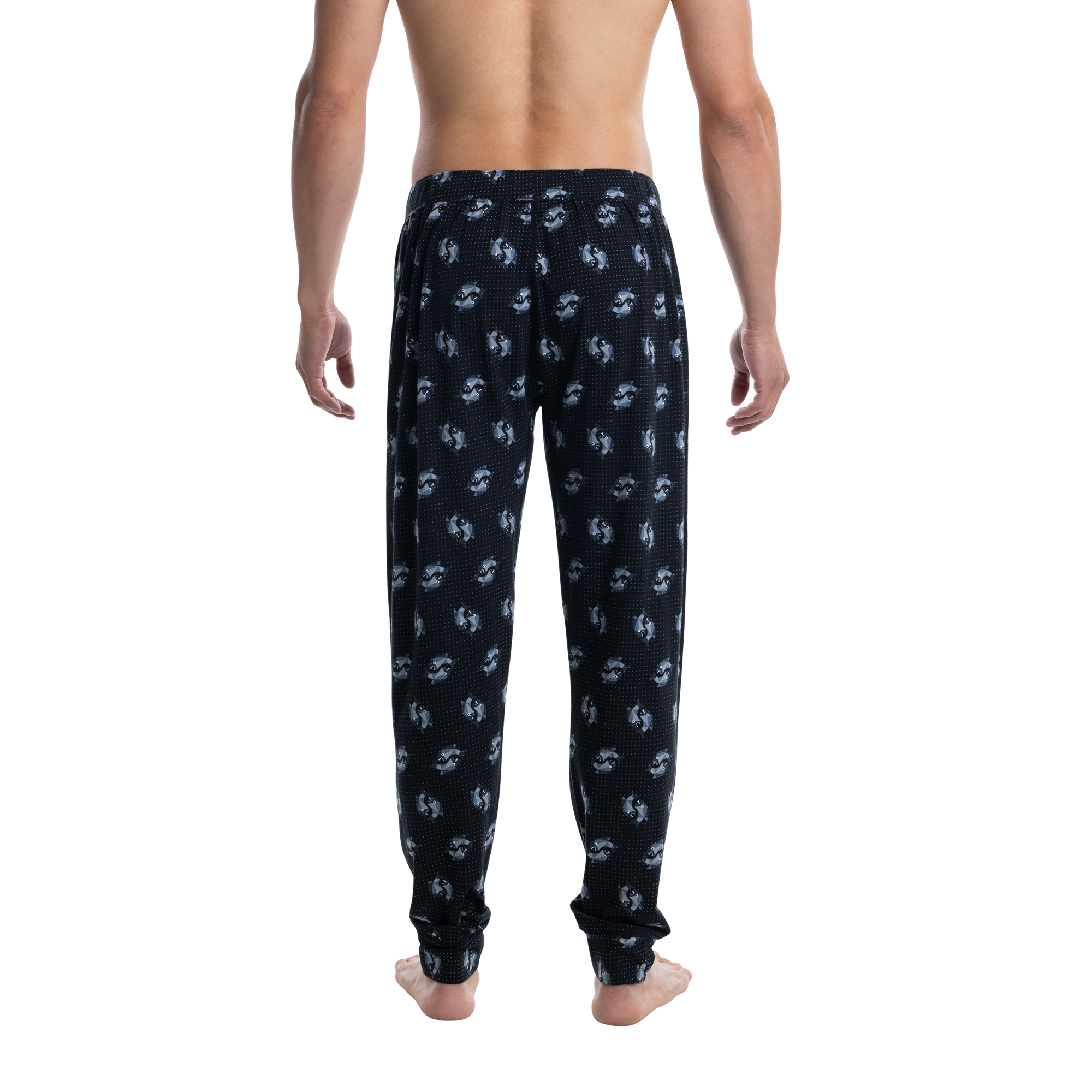 Back - Model wearing Droptemp Cooling Sleep Pant Fly in Angler Wrangler- Black