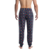 Back - Model wearing Droptemp Cooling Sleep Pant Fly in Catnap Plaid- Black
