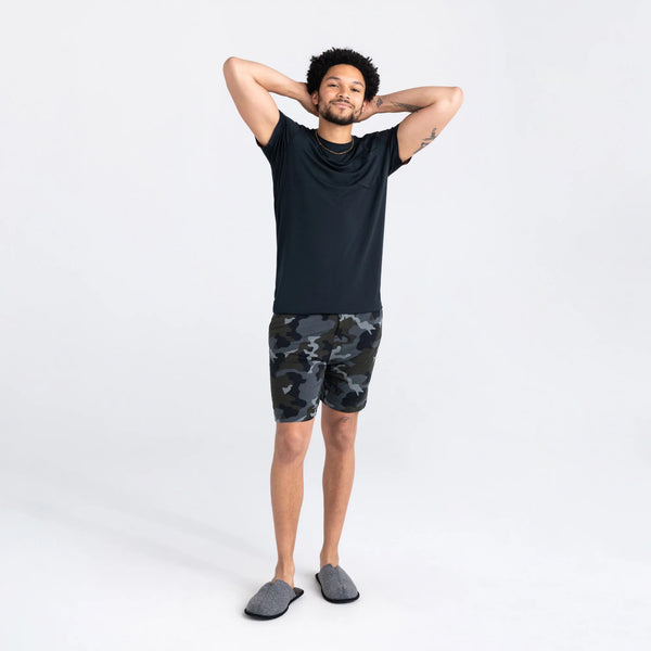 Front - Model wearing Snooze Sleep Short in Supersize Camo- Graphite