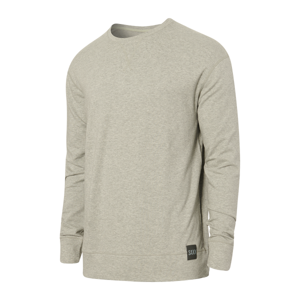 Front of 3Six Five Lounge Long Sleeve Crew in Ash Grey Heather