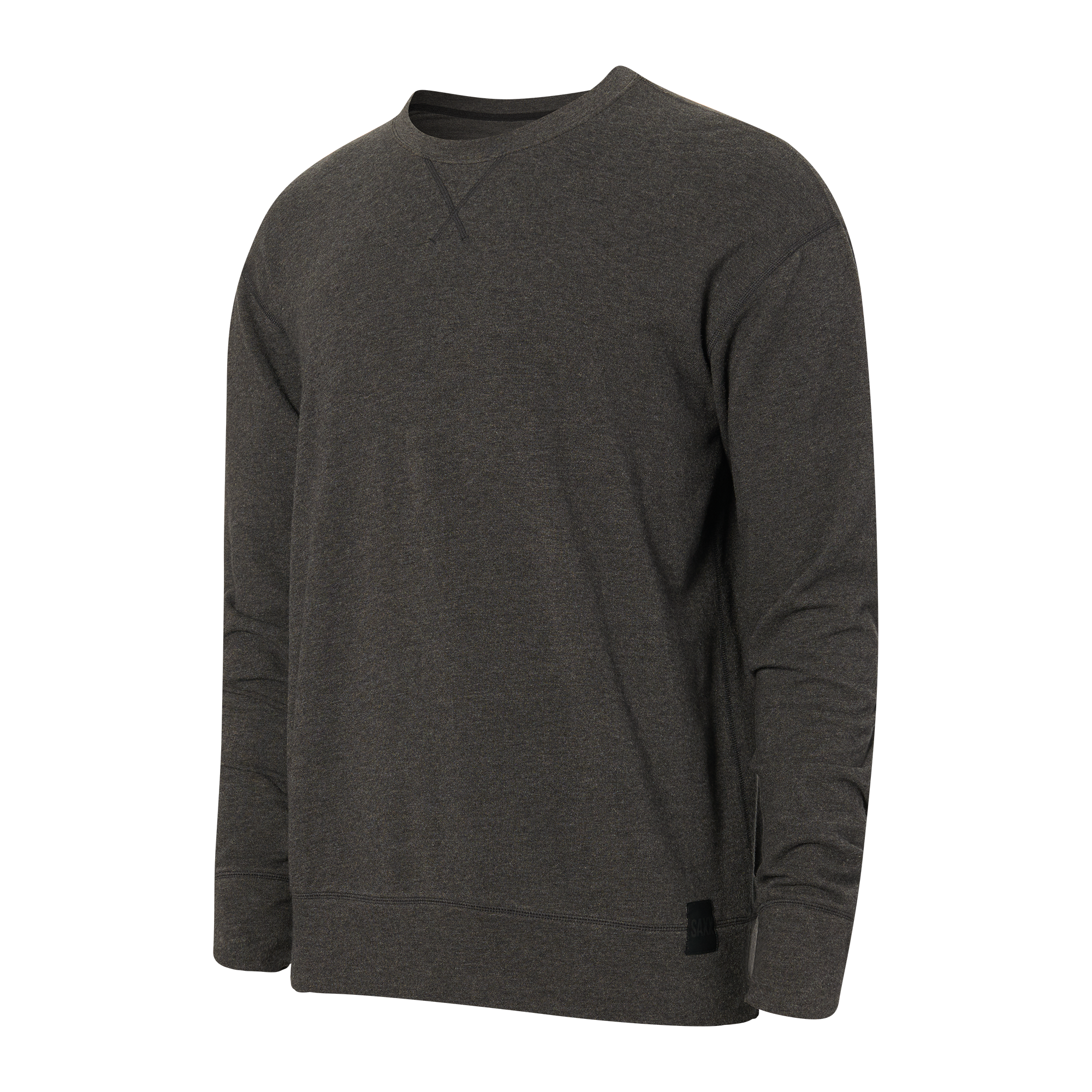 Front of 3Six Five Lounge Long Sleeve Crew in Black Heather
