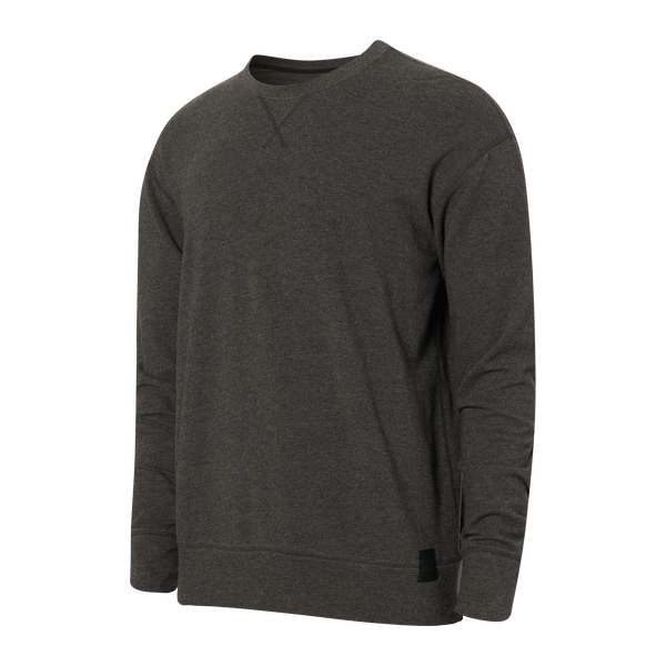 Front of 3Six Five Lounge Long Sleeve Crew in Black Heather