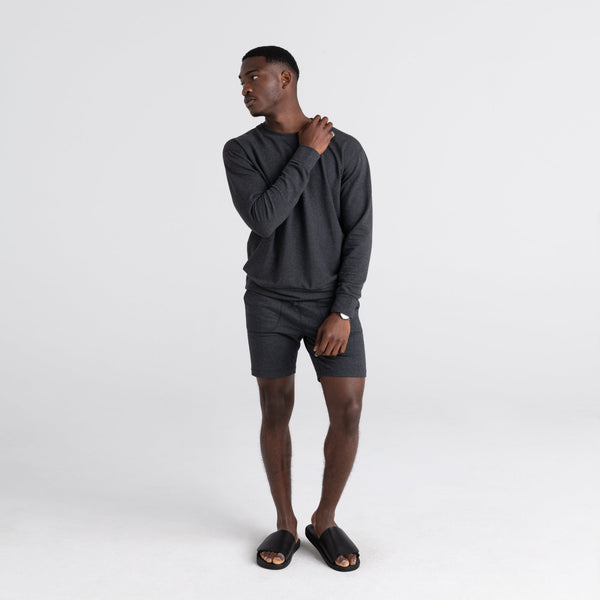 Front - Model wearing 3Six Five Lounge Short in Black Heather