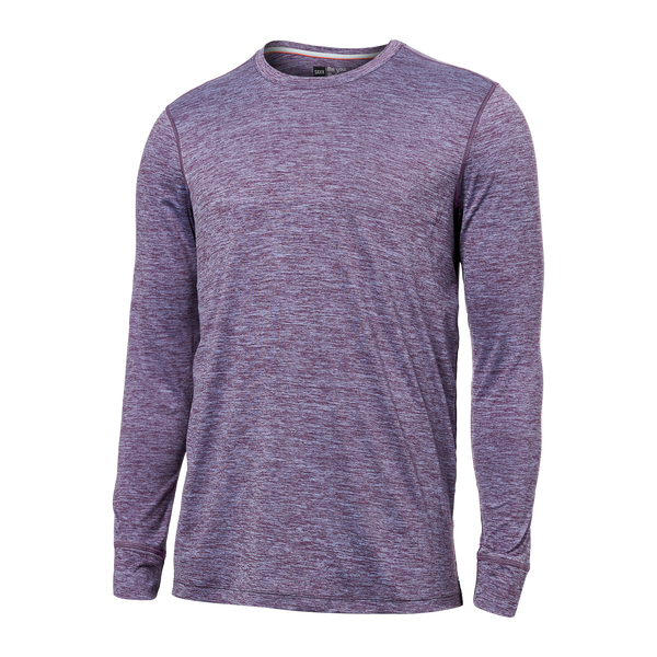 Front of Droptemp All Day Cooling Long Sleeve Crew in Periwinkle Heather