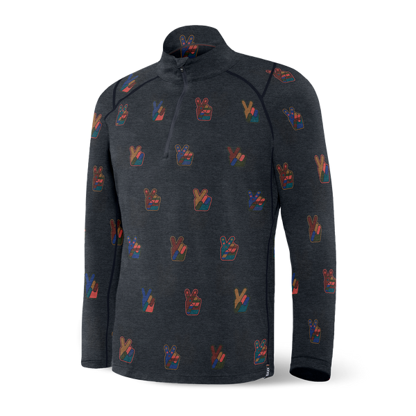 Front of Roast Master Long Sleeve 1/2 Zip Baselayer in Eco Peace- Navy