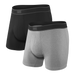 Front of Daytripper Boxer Brief Fly 2 Pack in Black/Grey Heather