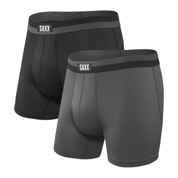 Sport Mesh 2 Pack Boxer Brief Black Graphite SAXX Underwear Canada