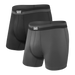 Front of Sport Mesh Boxer Brief Fly 2 Pack in Black/Grey Heather