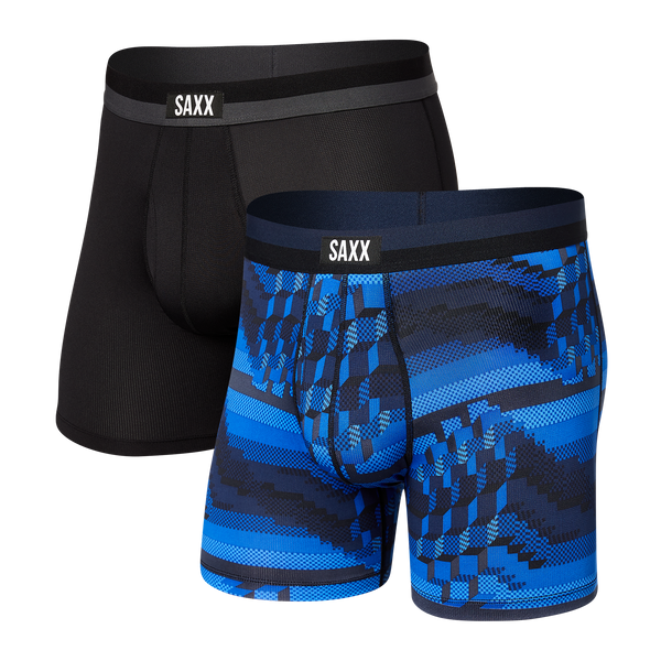 Back of Sport Mesh Boxer Brief in Cubic Stripe/Black