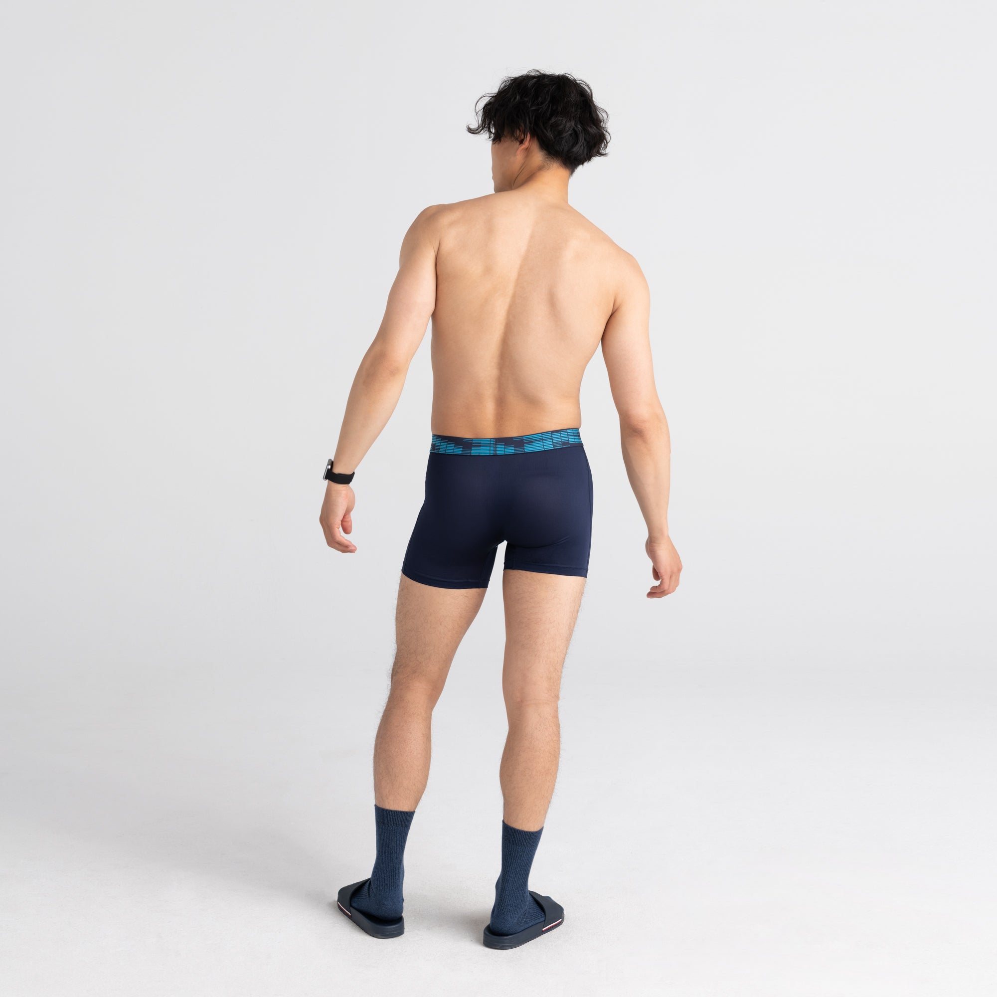 Back - Model wearing Sport Mesh Boxer Brief Fly 2 Pack in Navy Digi Dna/Black