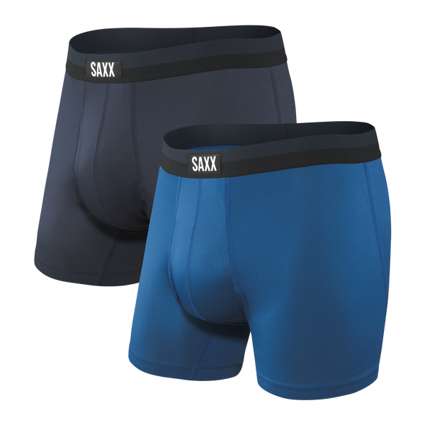 Front of Sport Mesh Boxer Brief Fly 2 Pack in Navy/City Blue