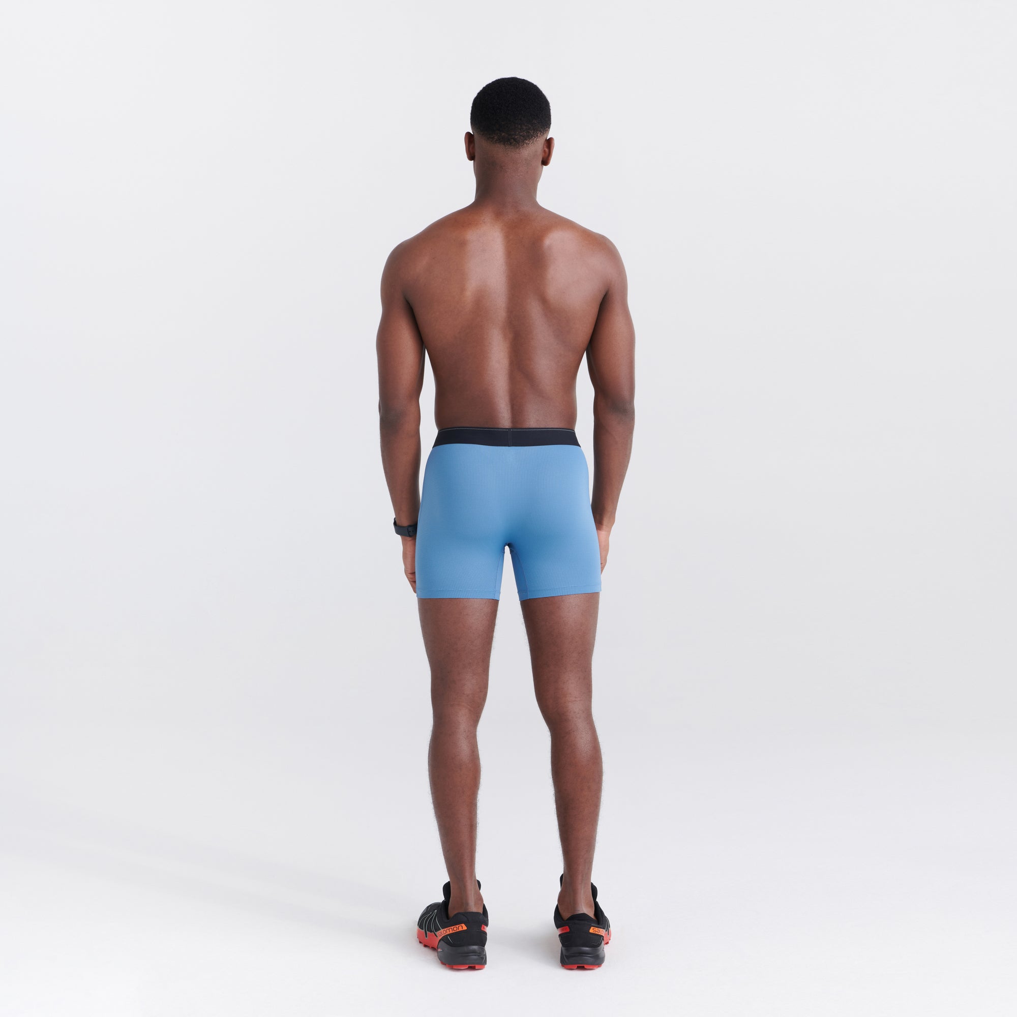 Back - Model wearing Quest Quick Dry Mesh Boxer Brief Fly 2-Pack in Maritime/Slate