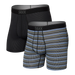 Front of Quest Boxer Brief Fly 2 Pack in Sunrise Stripe/Black II