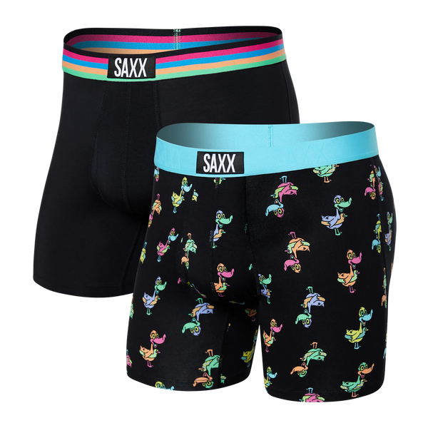 Front of Ultra Super Soft Boxer Brief Fly 2 Pack in Meta Floaties/Wanderlust Waistband