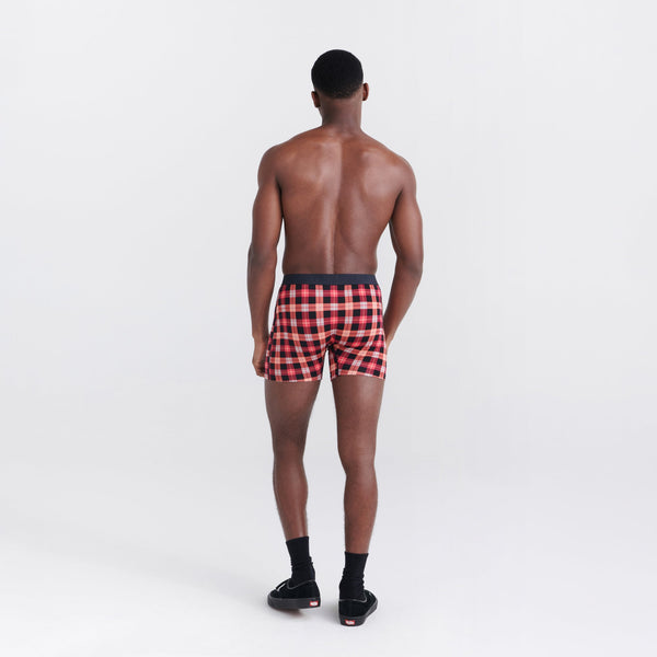 Back - Model wearing Ultra Super Soft Boxer Brief Fly 2-Pack in Special Delivery/Merry Bright