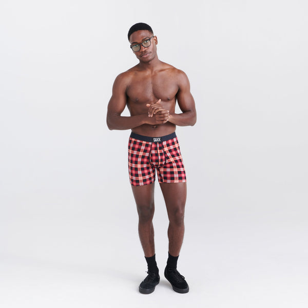 Front - Model wearing Ultra Super Soft Boxer Brief Fly 2-Pack in Special Delivery/Merry Bright