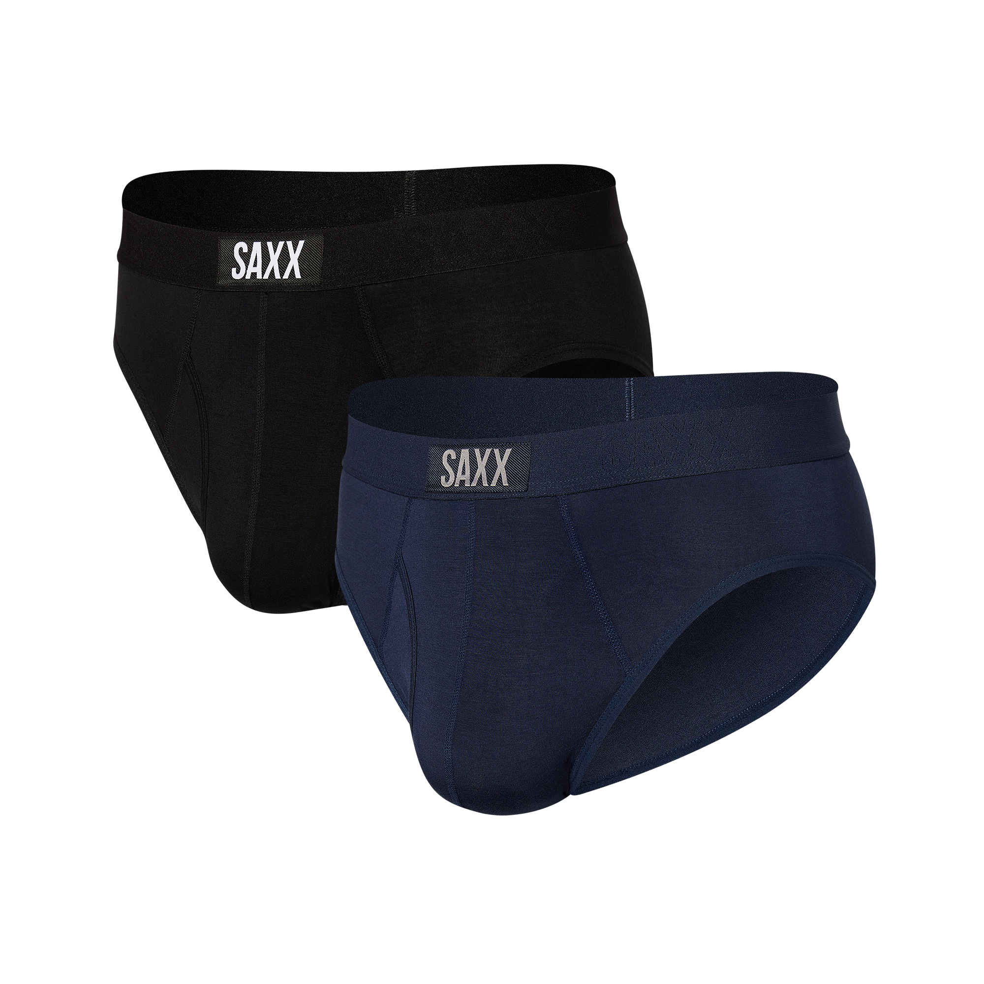 Front of Ultra Brief Fly 2 Pack in Black/Navy