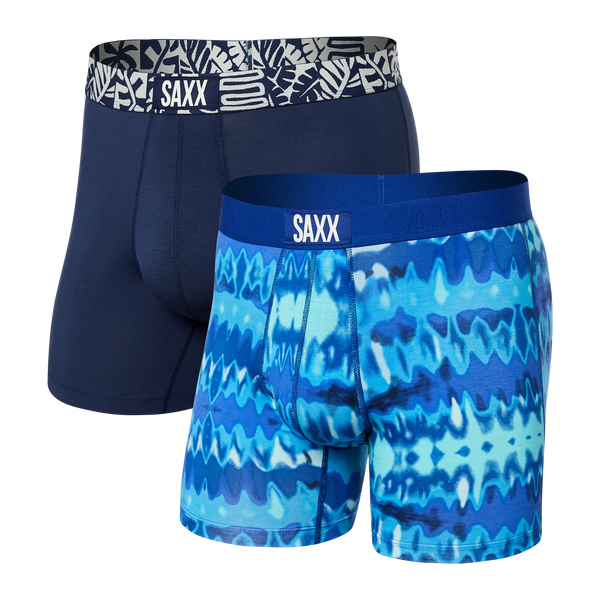 Front of Vibe Super Soft Boxer Brief 2 Pack in Optic Tie Dye/Navy Tile