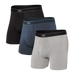 Front of Daytripper Boxer Brief Fly 3Pack in Black/Grey/Navy