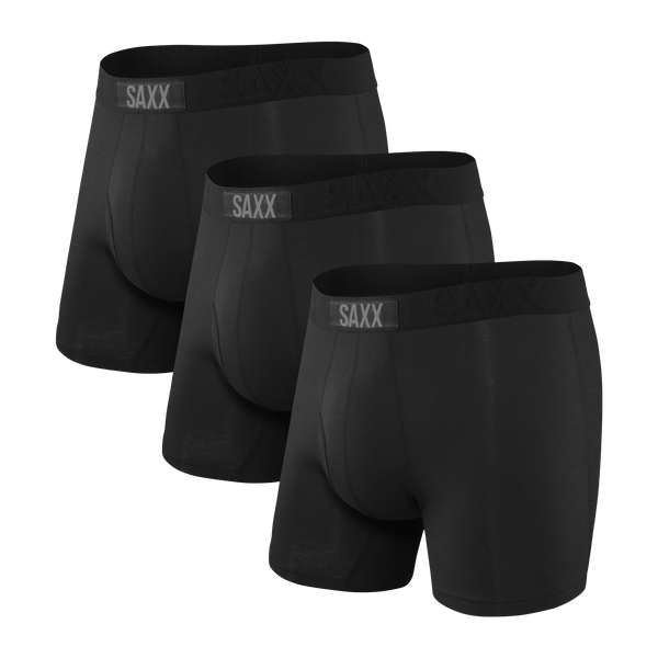 Front of Ultra Boxer Brief Fly 3Pack in Black/Black