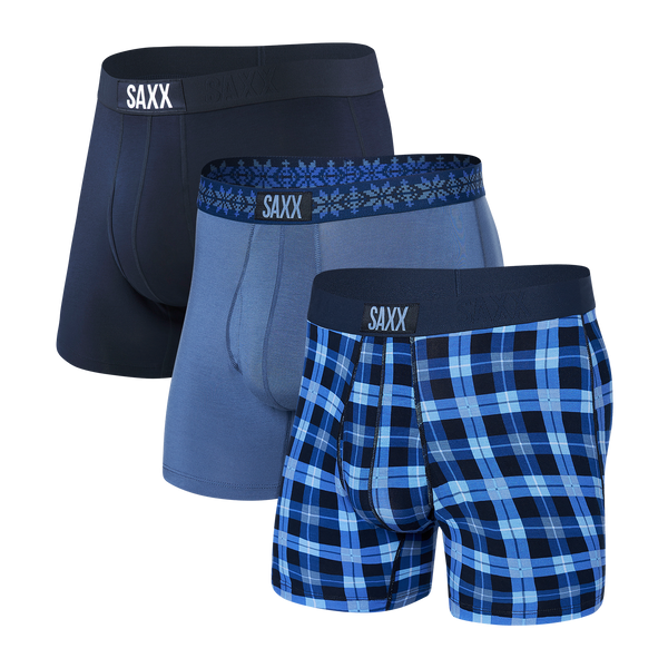 Ultra 3-Pack Boxer Brief Gift Box - Merry & Bright/Snowflake/Navy