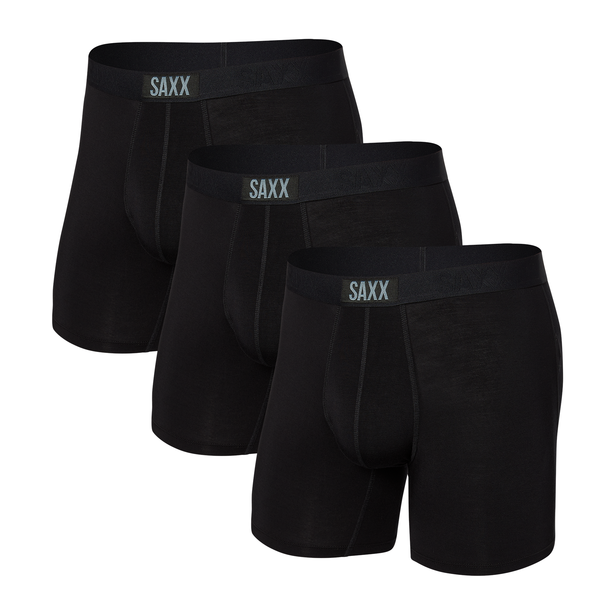 Front of Vibe Boxer Brief 3Pack in Black/Black