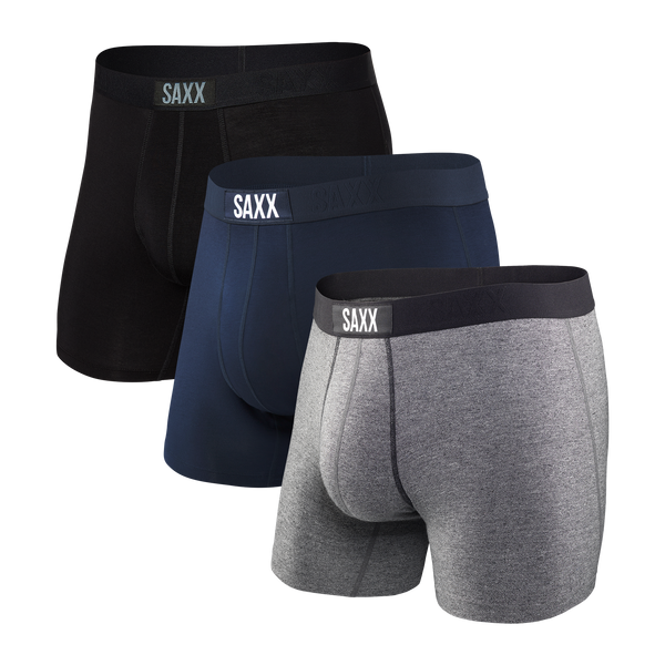 Vibe 3-Pack Men's Boxer Brief - Black/Grey/Navy