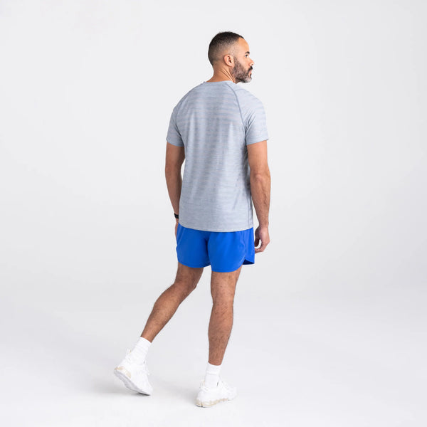 Back - Model wearing Droptemp Cooling Mesh Crew in Mid Grey Heather