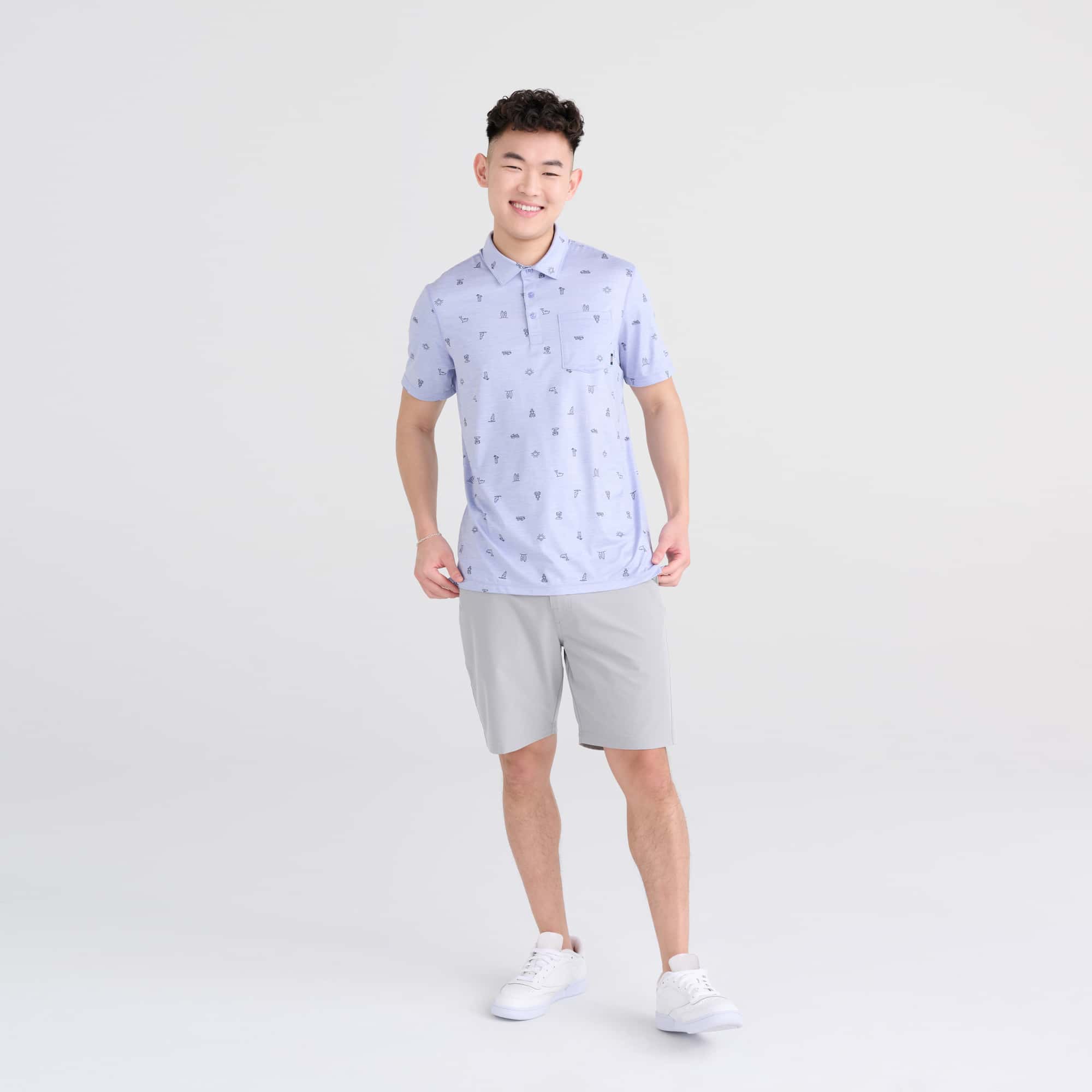 Front - Model wearing Go To Town 2N1 Short Long in Alloy