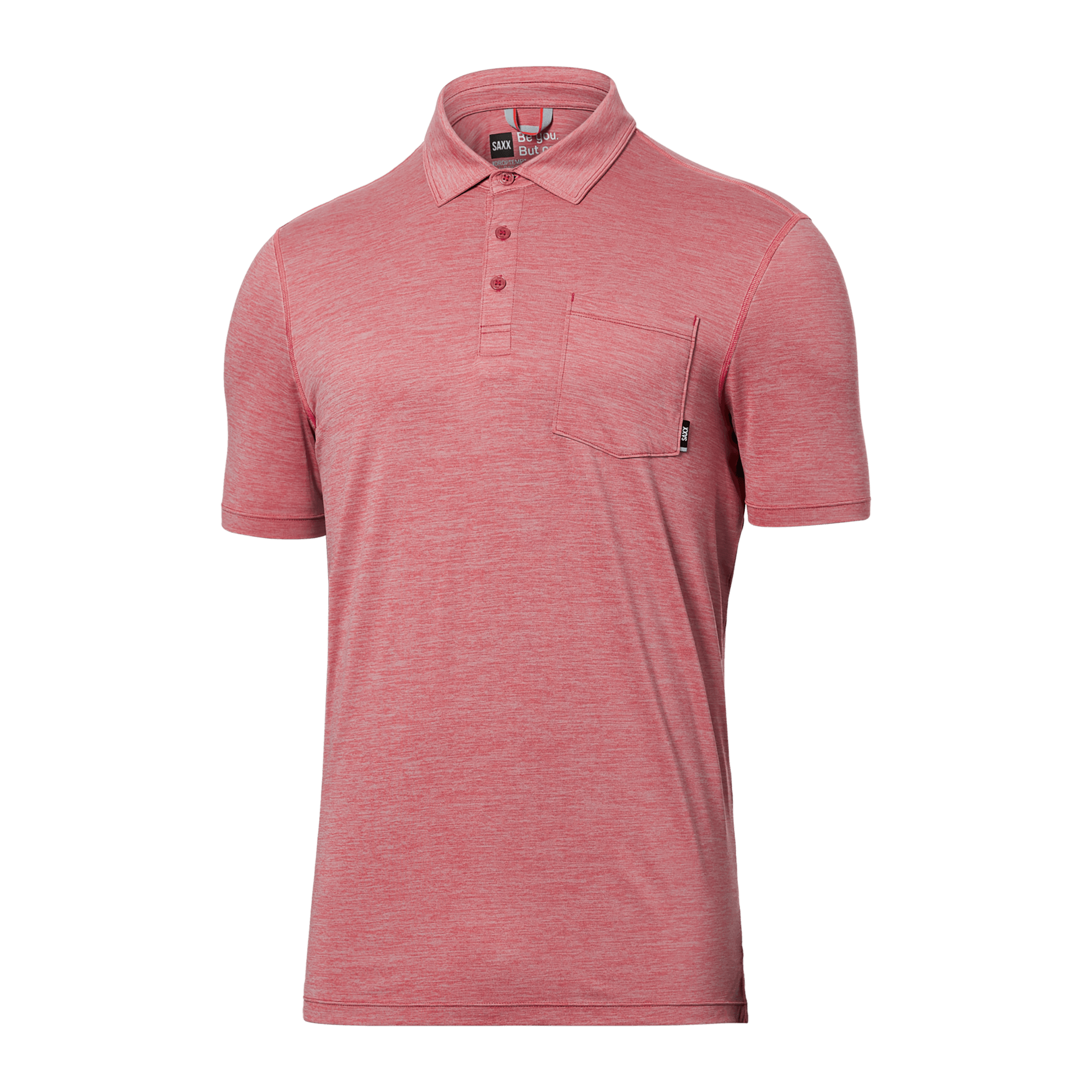 Front of DropTemp All Day Cooling Polo in Gumball Heather